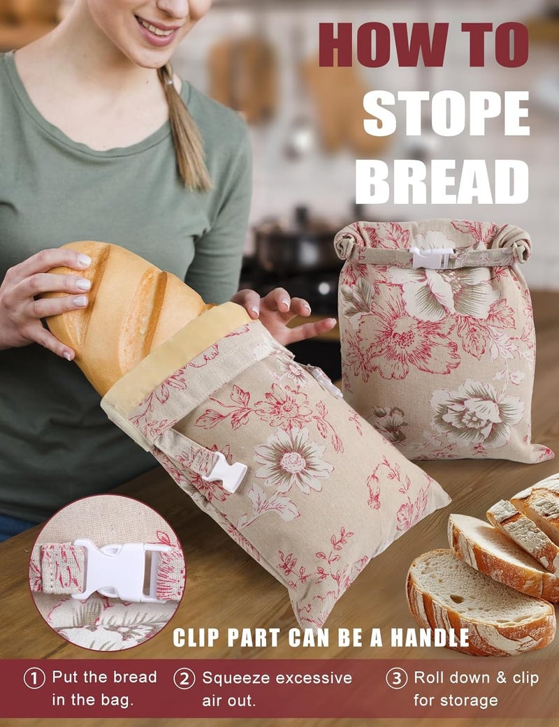 bomis Reusable Beeswax Bread Bags(2 Pack), Beeswax Bags for Sourdough/Homemade Bread, Natural Cotton Bees Wax Bag, Fresh and Refrigerable, New Upgrade Food Storage Bag, Large Capacity and Portable - Image 5